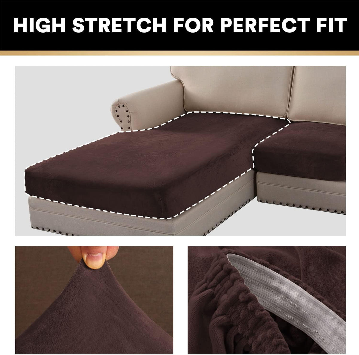 PrinceDeco Sectional Couch Covers 3 Pieces Velvet Sofa Covers L Shape Soft Couch Covers for