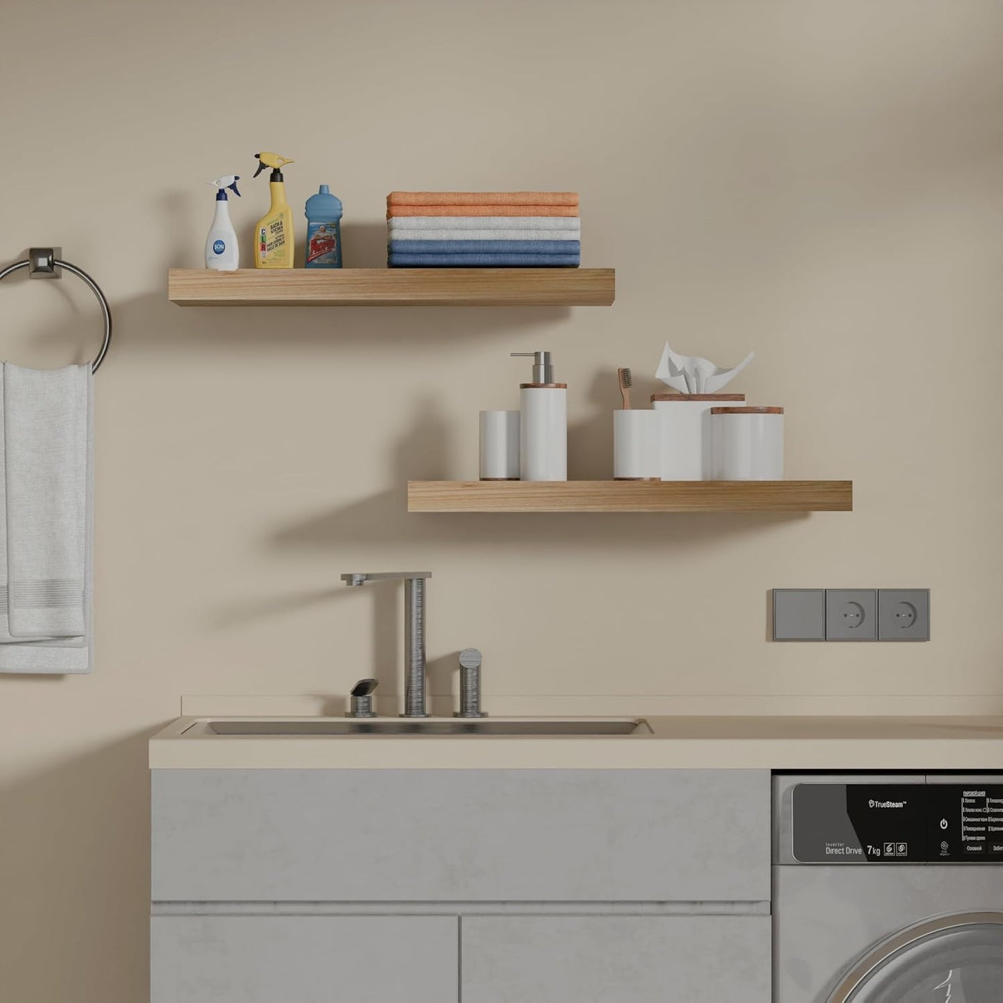 IAE Floating Wall Shelves 16 inch,Bathroom Shelves Wall Mounted,Invisible Shelves Floating Kitchen
