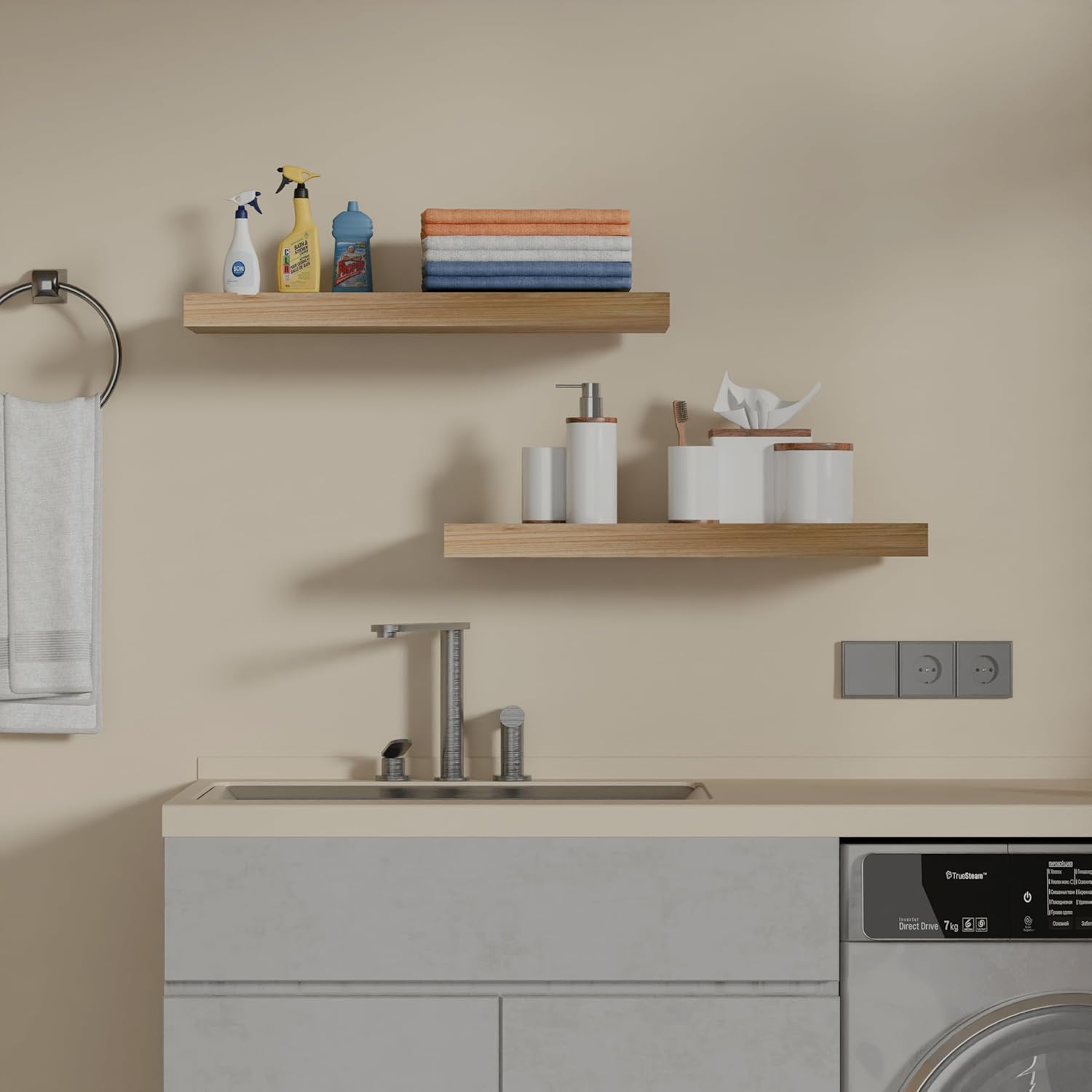 IAE Floating Wall Shelves 16 inch,Bathroom Shelves Wall Mounted,Invisible Shelves Floating Kitchen