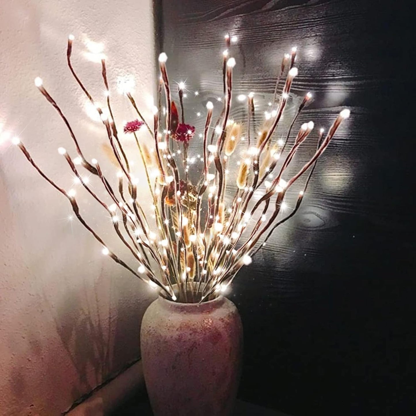 DK177 6 Pack Led Branch Light Battery Operated Lighted Branch Vase Filler Willow Tree Artificial