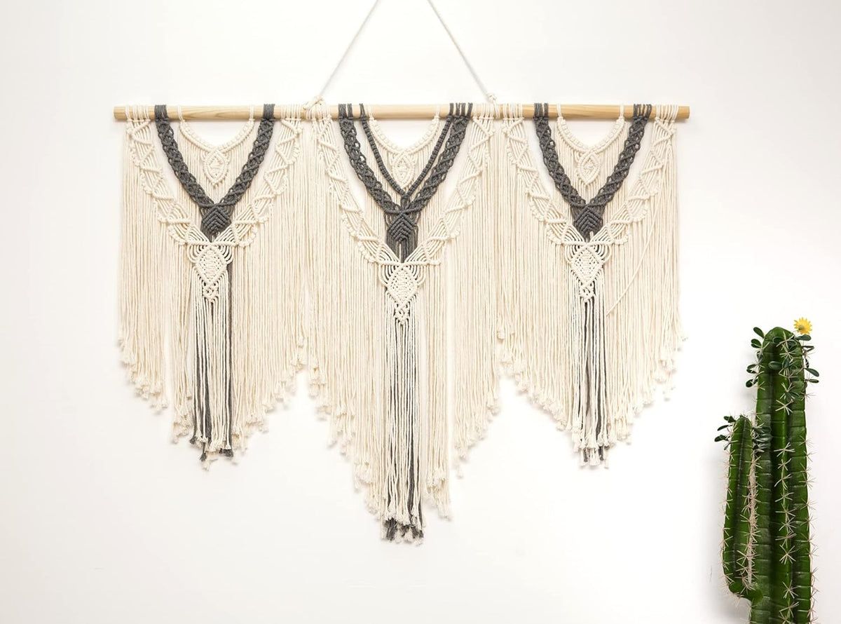 guzhiou large macrame wall hanging - Boho Tapestry Macrame Wall Decor Art- Chic Bohemian Handmade