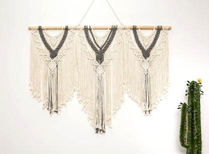 guzhiou large macrame wall hanging - Boho Tapestry Macrame Wall Decor Art- Chic Bohemian Handmade