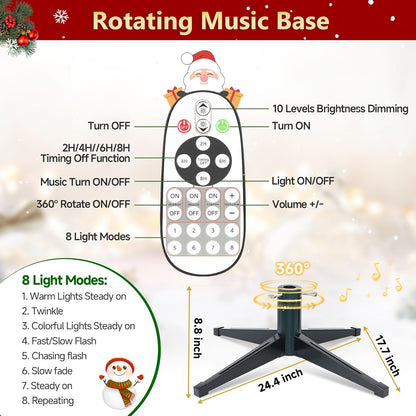 9ft Pre-lit Artificial Christmas Tree with Remote, Snow Flocked Xmas Trees Rotating & Foldable