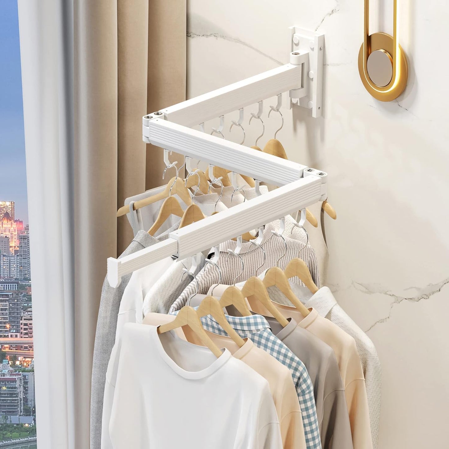 Wall Mounted Clothes Drying Rack, Collapsible Laundry Drying Rack, Retractable Foldable Drying Rack