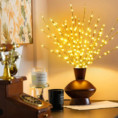 DK177 2 Pack Led Branch Light Battery Operated Lighted Branch Vase Filler Willow Tree Artificial