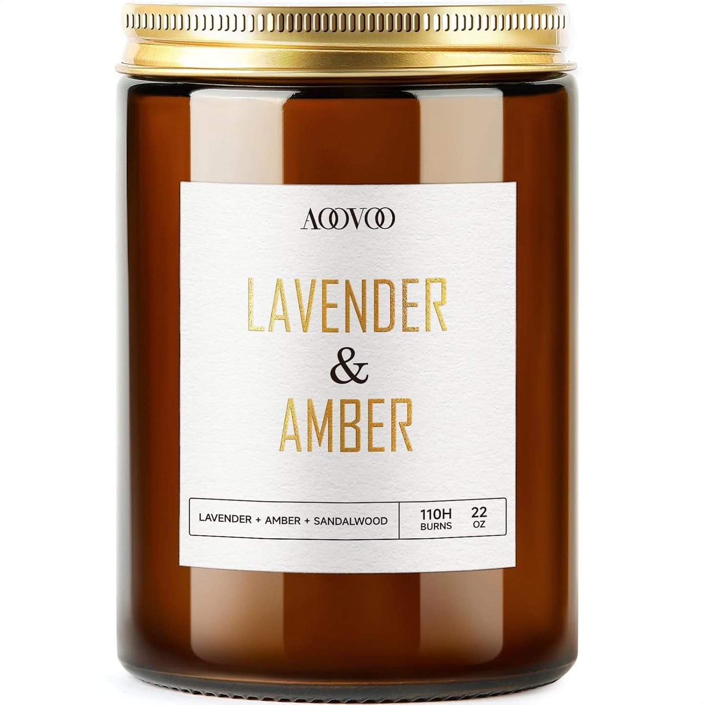 AOOVOO Lavender Amber Candles - 22 oz Scented Candles, Aromatherapy Candle, Soy Candle for Home