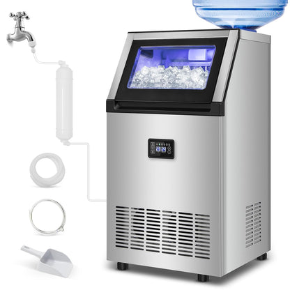 Ice Maker Commercial Ice Machine 200 lbs /24H, 33 lbs Large Storage Capacity Bin, Under Counter or