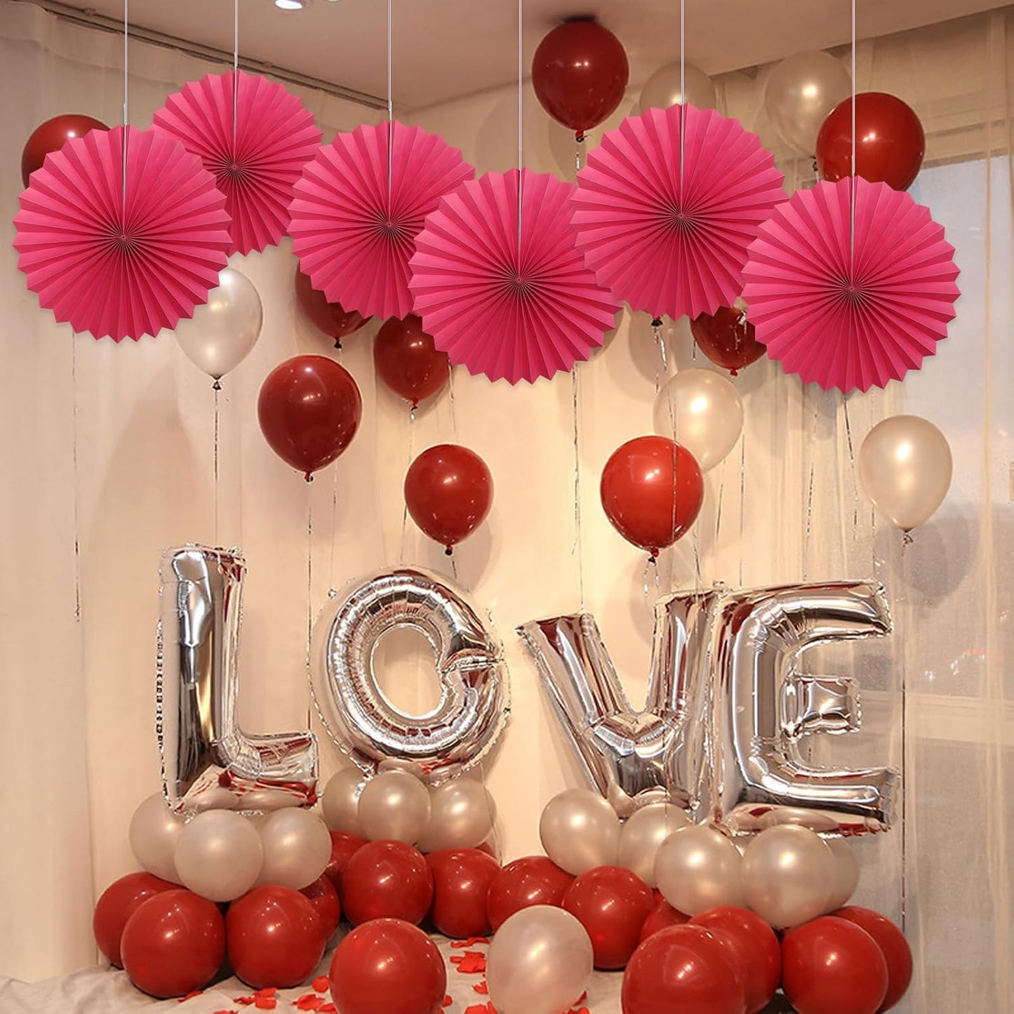 Red Birthday Decorations,DIY Red Paper Fans Hanging Decoration ,Party Supplies Party Fans 16in
