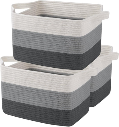 OIAHOMY Storage Basket, Woven Baskets for Storage, Cotton Rope Basket for toys,Towel Baskets for