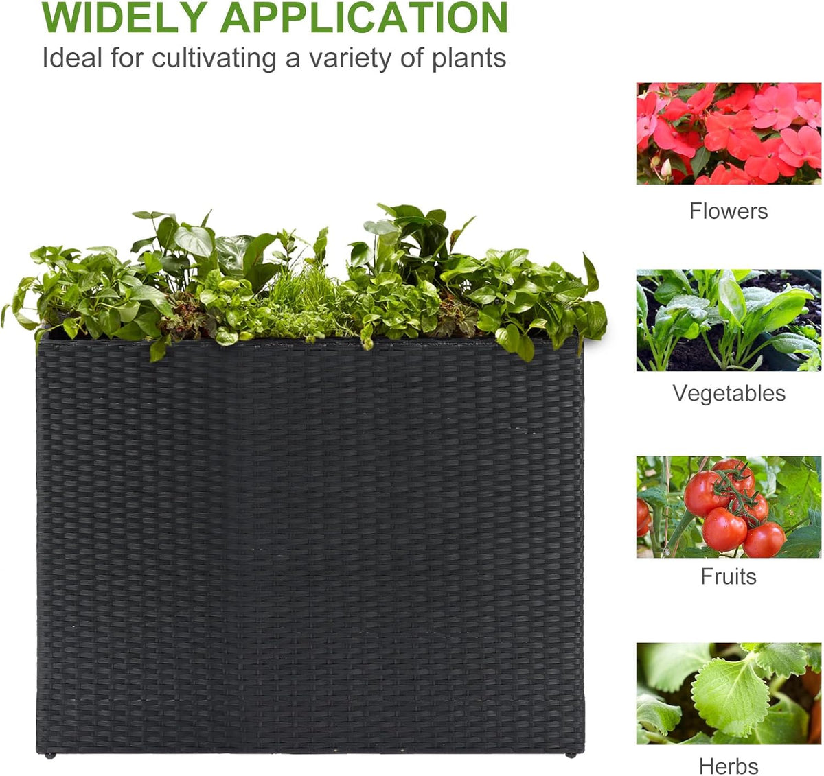 LEWIS&WAYNE Large Rectangular Block Planter Box Handmade Wicker Tall Planters for Outdoor Plants