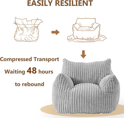 Giant Bean Bag Chairs for Adults Teens, Large Bean Bag Sofa Chairs with Filling Comfy Fuzzy BeanBag