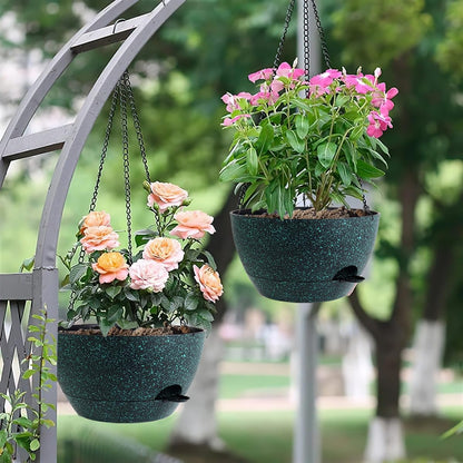 12 Inch Hanging Baskets 2 PC with Chains, Self-Watering Hanging Planters for Indoor Outdoor Plants