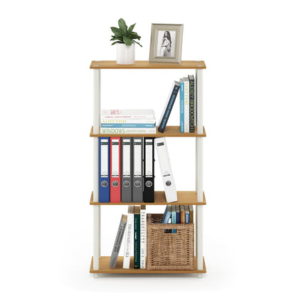 Furinno Turn-N-Tube Storage Shelves, 4-Tier Book Shelf, Corner Shelf, Toolless Open Shelves, for
