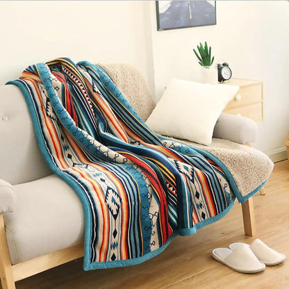 UKELER Boho Sherpa Throw 60'' x 50''- Bohemian Soft Plush Flannel Throw Blankets for