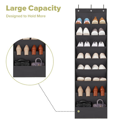 6 Pack Shoe Organizer with 6 Extra Large Pockets and 4 Large Pocket, Over the Door Sturdy Closet