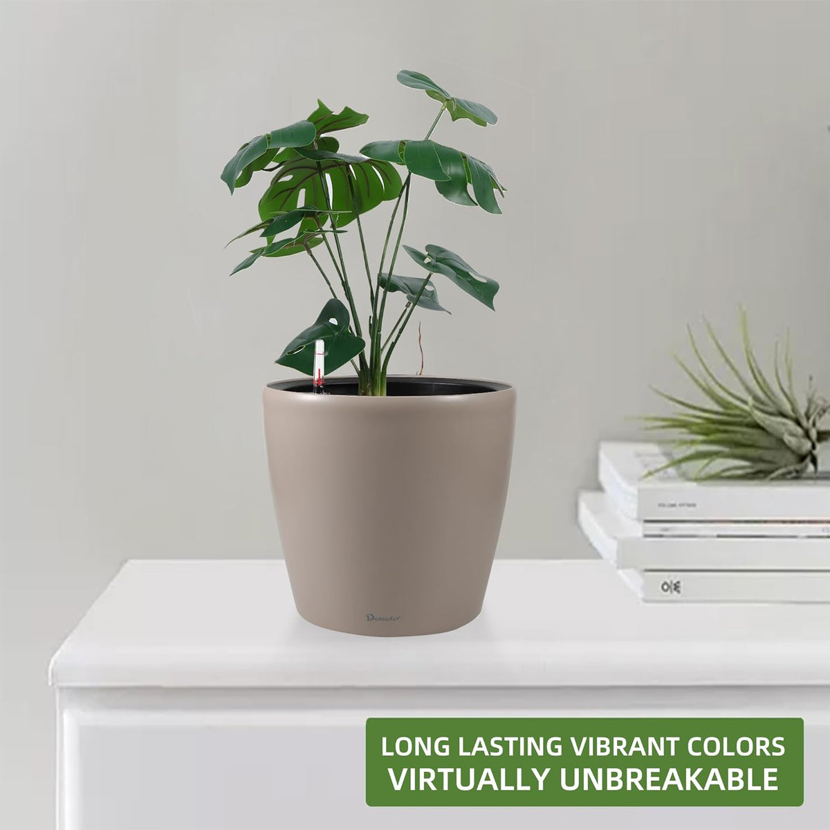 Dexceder 11x10 Inches Self Watering Planter Indoor Outdoor, Inner Pot Design, Thickened Table
