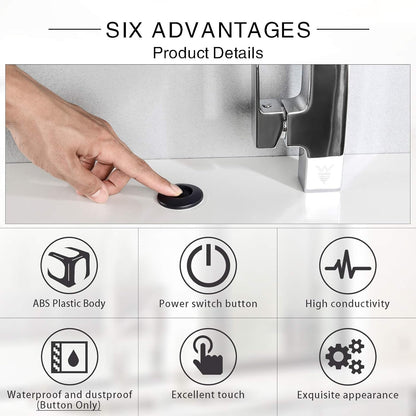 Garbage Disposal SinkTop Air Switch Kit with Long Button,Brass Made Cover,UL,Matte Black