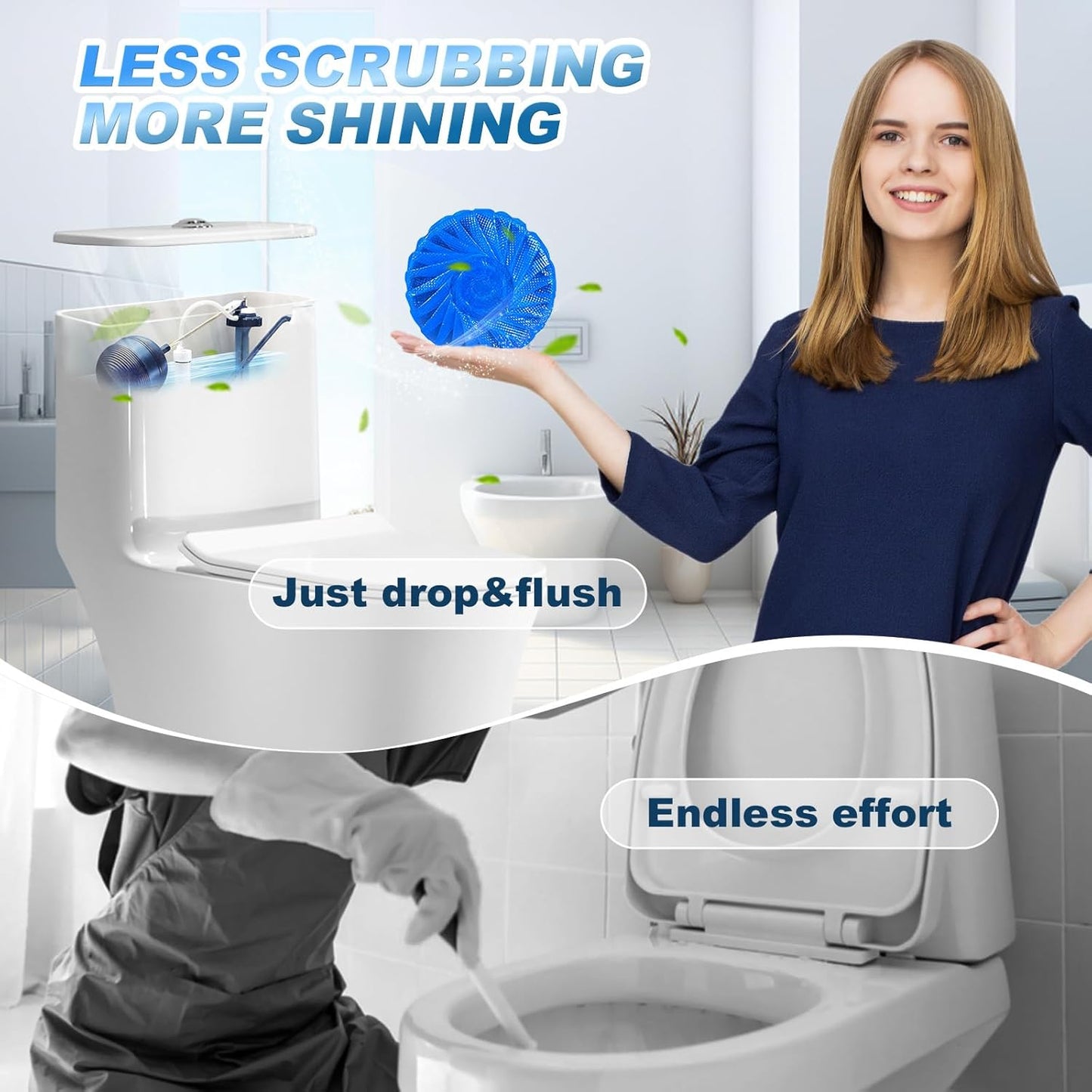 KIISIISO Automatic Toilet Bowl Cleaners Tablets,18 Pack Multipurpose Commercial Household Bathroom