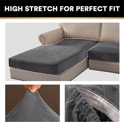 PrinceDeco Sectional Couch Covers 3 Pieces Velvet Sofa Covers L Shape Soft Couch Covers for