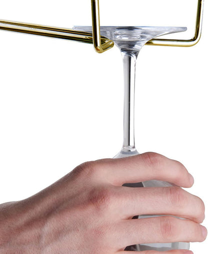 TrueCraftware- 24-Inch Wine Glass Rack Brass Finish Set of 2- Stemware Rack Wire Hanging Rack Under