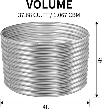 Land Guard 4×4×3ft Galvanized Raised Garden Bed Kit, Round Galvanized Planter Raised Garden Boxes