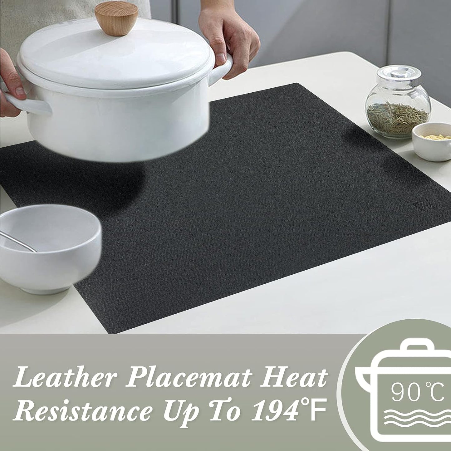 SUEH DESIGN Leather Placemats Set of 6 Reversible Table Mats Heat Resistant Waterproof No-Slip