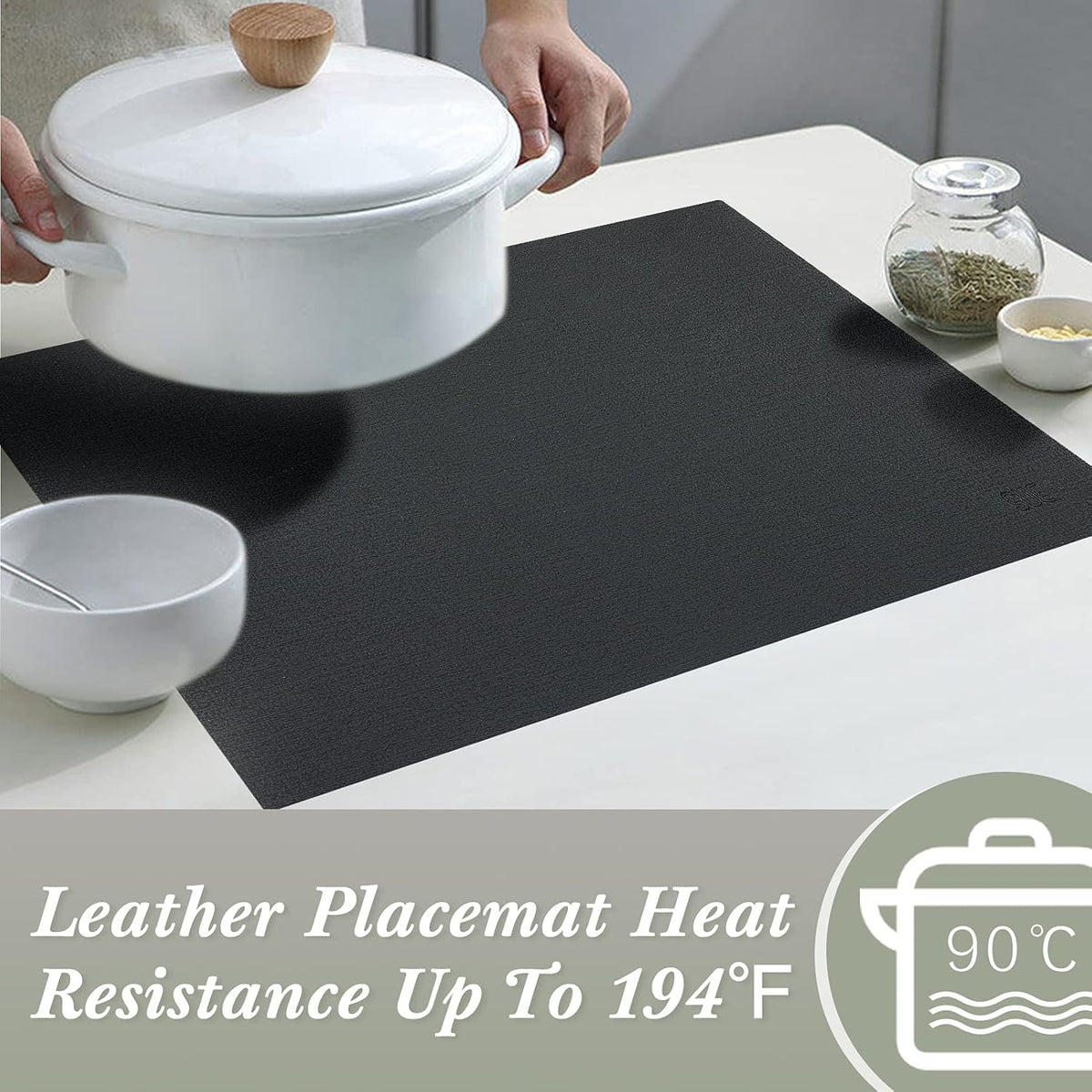 SUEH DESIGN Leather Placemats Set of 6 Reversible Table Mats Heat Resistant Waterproof No-Slip