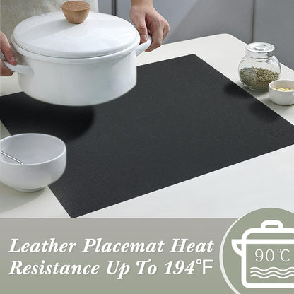 SUEH DESIGN Leather Placemats Set of 6 Reversible Table Mats Heat Resistant Waterproof No-Slip