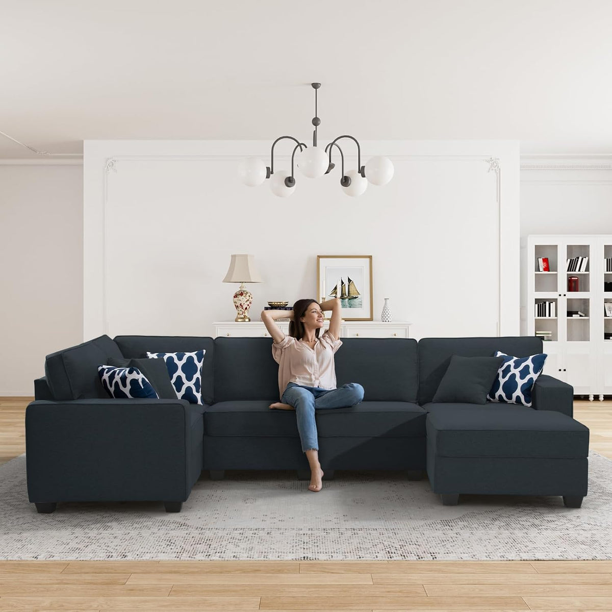 L Lengend Vansen Modular Sectional Sofa U Shaped Couch with Ottoman Modern Reversible Corner