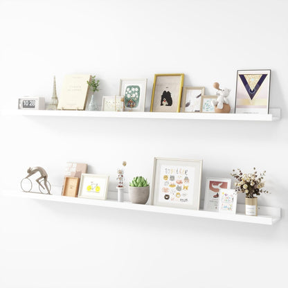 Picture Ledge Shelf, Wood Long Floating Shelves for Wall, Set of 2, 56 inch Picture Ledge Shelves