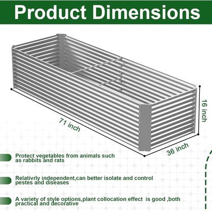 2 Pack 6x3FT Tall Galvanized Raised Garden Bed Outdoor,Metal Garden Bed for Vegetables,Steel Raised
