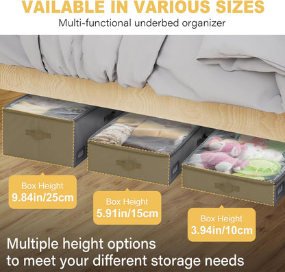 10-Inch Under Bed Organizer, Large Under Bed Storage Container, Underbed Storage Box for Seasonal