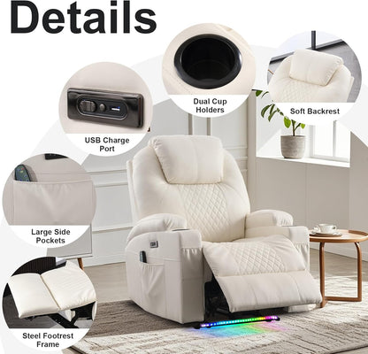 AHMED Power Recliner Chair with Vibration Massage & Heat for Adults, Faux Leather Home Theater