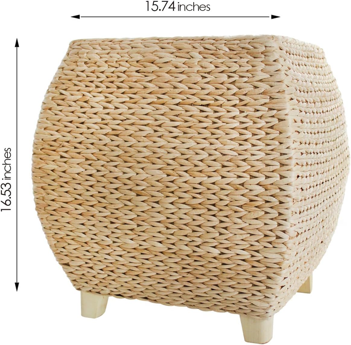 Square Poufs Ottoman,Hand Woven Natural Braided Cattail Ottomans Pouf for Patio,Home,Office,Living
