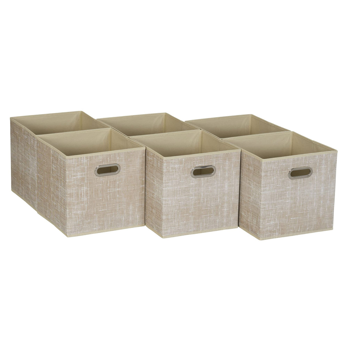 Household Essentials 6 Pack Fabric Storage Bins with Handle, Gray Mix