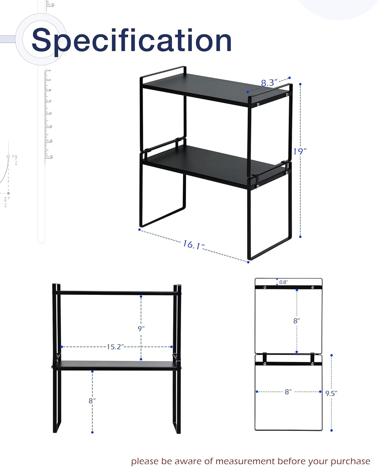 Nxconsu 2Pack Cabinet Shelves Stackable Organizer Rack Riser for Kitchen Cabinet Pantry Cupboard