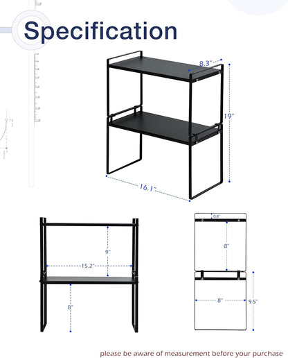 Nxconsu 2Pack Cabinet Shelves Stackable Organizer Rack Riser for Kitchen Cabinet Pantry Cupboard