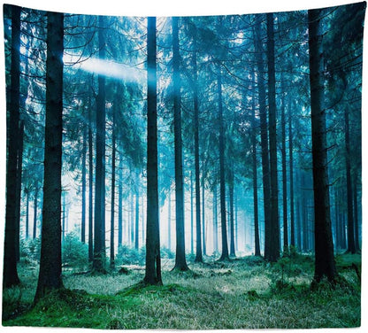 Llamazing Forest Tapestry - Home Decor Landscape for Living Room & Bedroom (Forest White Light