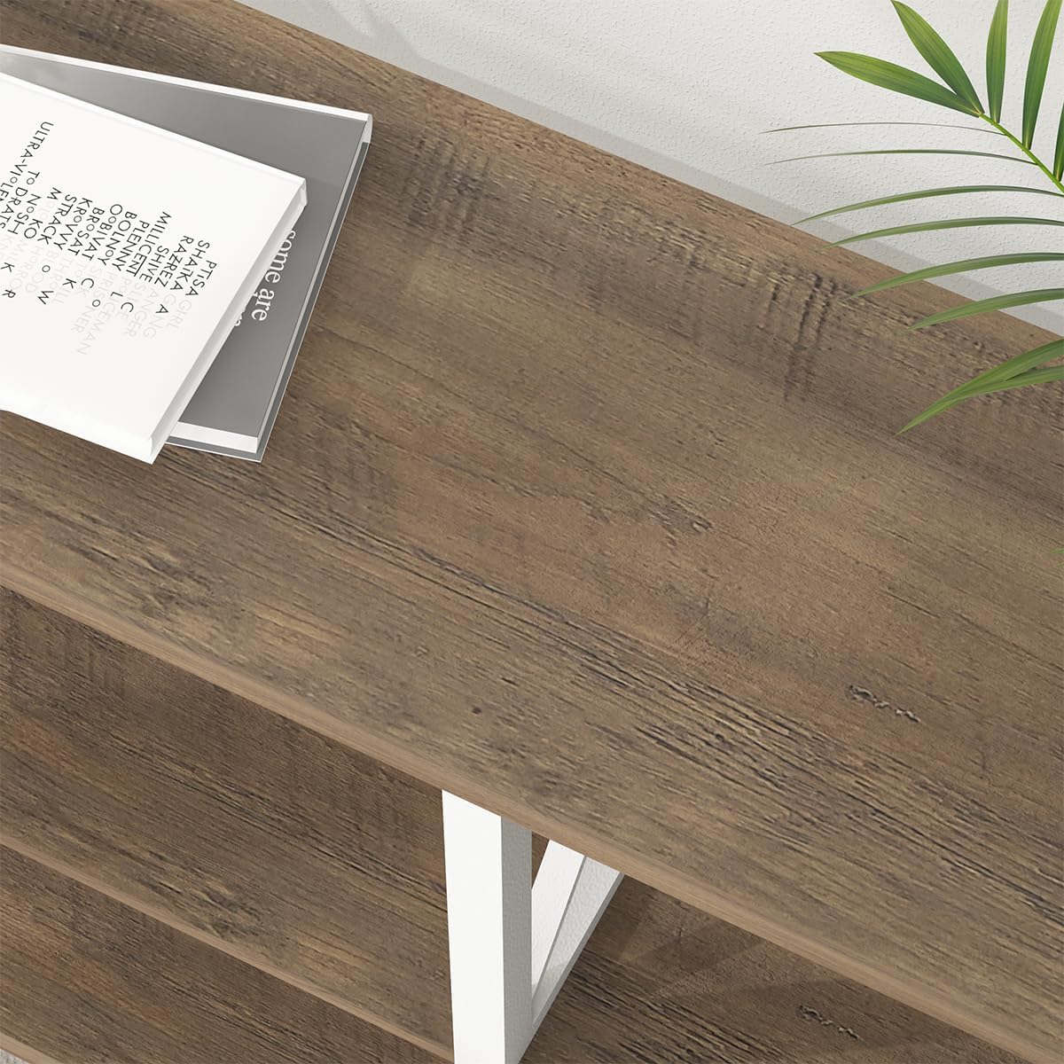 LVB Farmhouse Entryway Table, Industrial Wood Sofa Table with Storage Shelf, Modern Console Tables