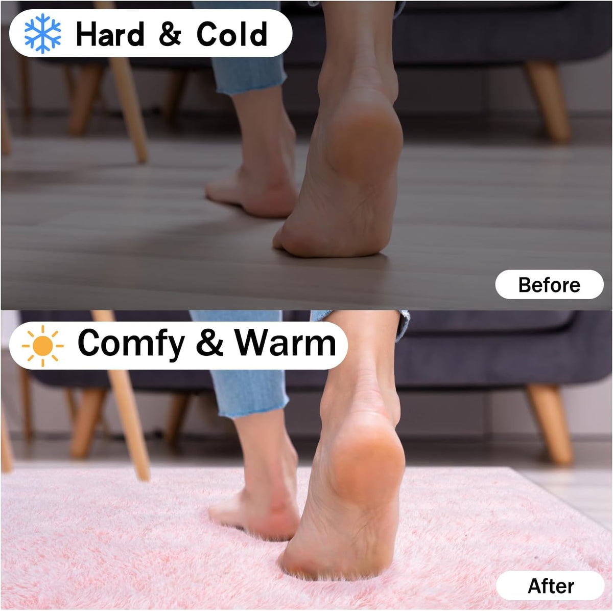 Ultra Soft Fluffy Pink Rugs for Bedroom 4x6 Feet, Fluffy Shag Area Rugs for Living Room, Large