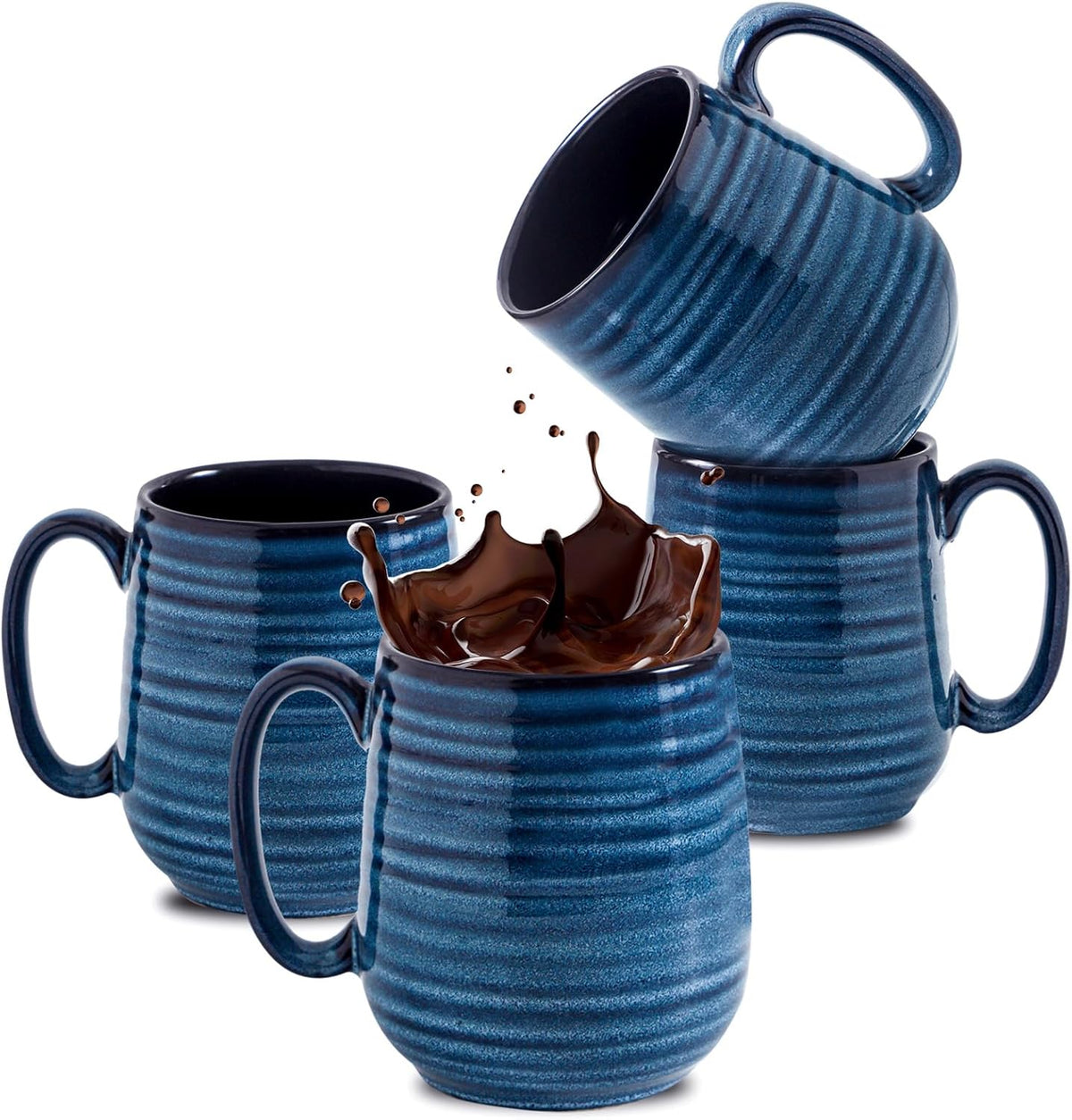 Hasense Coffee Mug Set of 4, 12 Ounce Ceramic Coffee Cups with Handle, Large Mug Set for Coffee