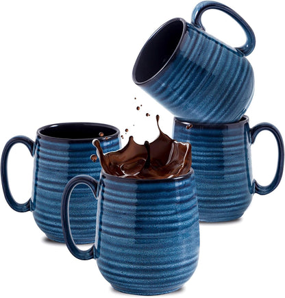 Hasense Coffee Mug Set of 4, 12 Ounce Ceramic Coffee Cups with Handle, Large Mug Set for Coffee