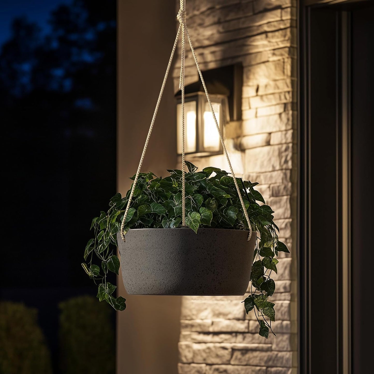 La Jolie Maison Large Hanging Planters - 12 Inch Outdoor Flower Pots, Hanging Garden Planters Set
