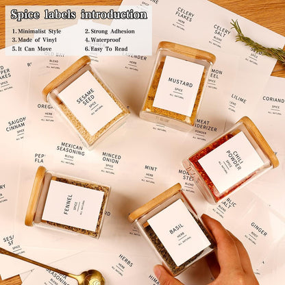 12 Pcs Square Glass Spice Jars with Natural Bamboo Lids - 9oz Airtight Herb Containers with 148