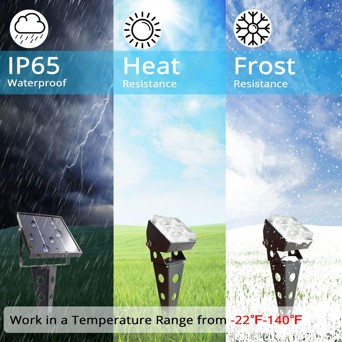 Solar Spot Lights Outdoor Waterproof IP65 Landscape Spotlights with Metal Stake Total 84ft Cable
