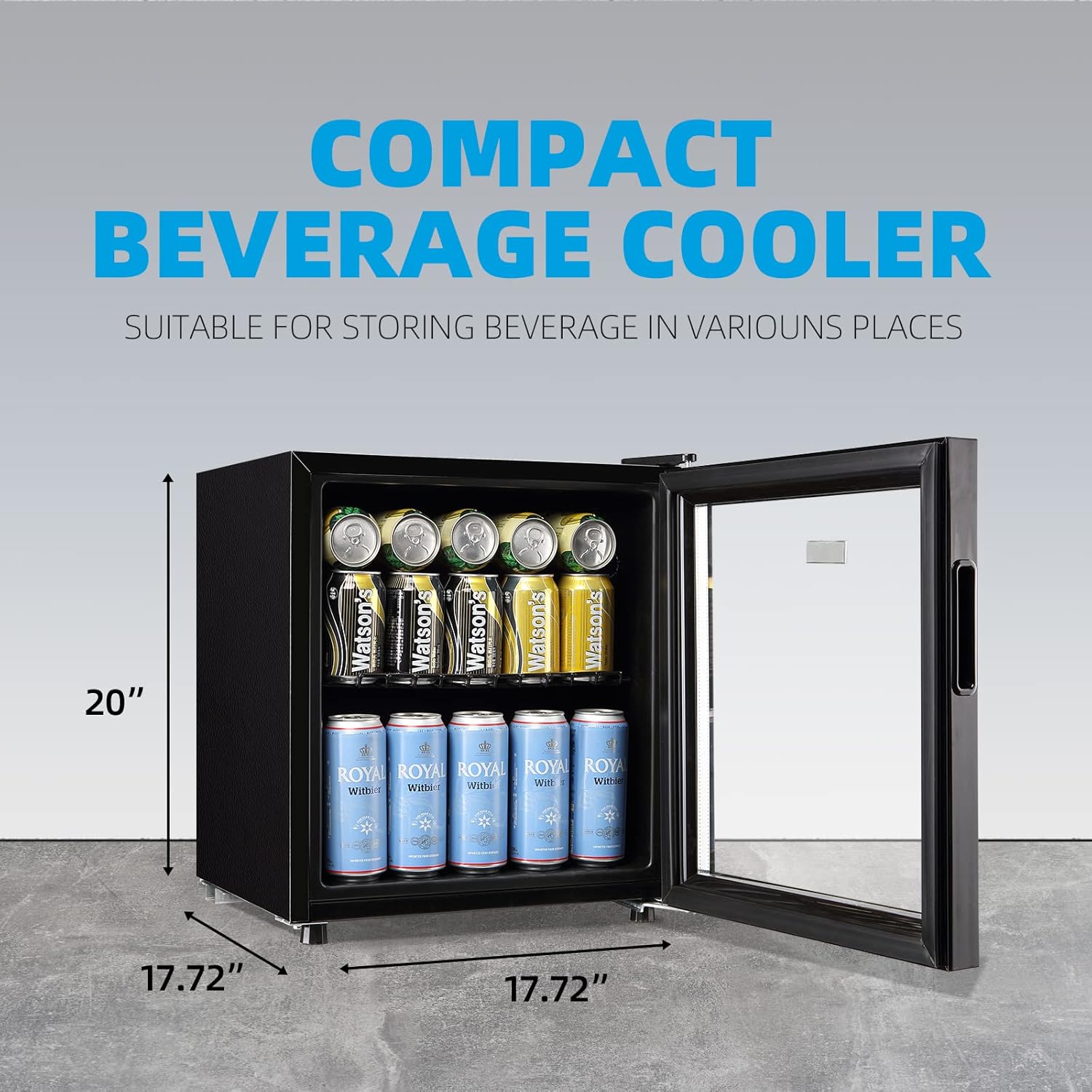 WANAI Mini Fridge Cooler 60Cans Beverage Refrigerator Glass Door Beverage Cooler for Beers Wine