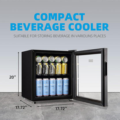WANAI Mini Fridge Cooler 60Cans Beverage Refrigerator Glass Door Beverage Cooler for Beers Wine