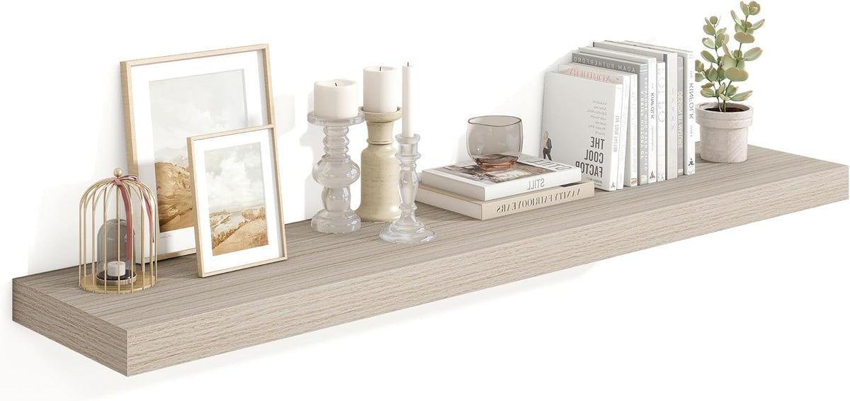Heimlove 55 Inch Floating Shelves for Wall,10 Deep Large Grey Floating Shelf with Heavy Duty