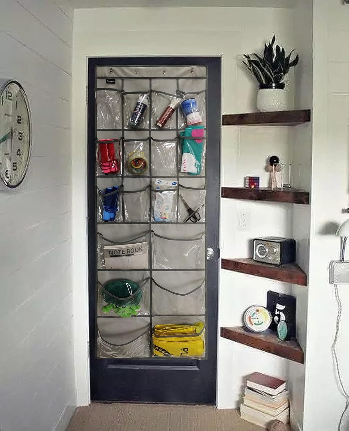 Extra Large Hanging Crystal Clear Over Door Shoe Organizer, Closet Shoe Rack with 12+6 Pockets, 8