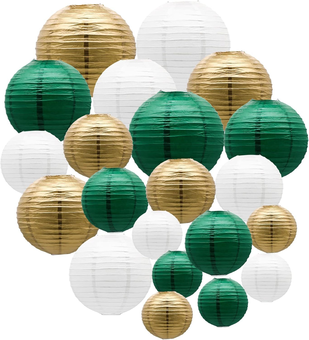ADLKGG Green Gold Paper Lanterns Party Decorations, Round Hanging Lantern for St. Patrick's Day
